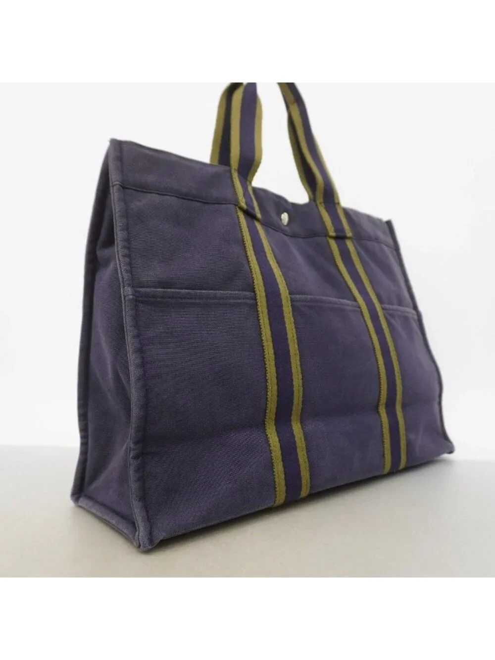 Hermes Tote Fourre Tout MM Canvas Navy Silver